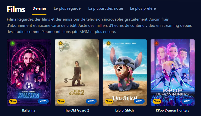 Image de l interface utilisateur de Filmoflix